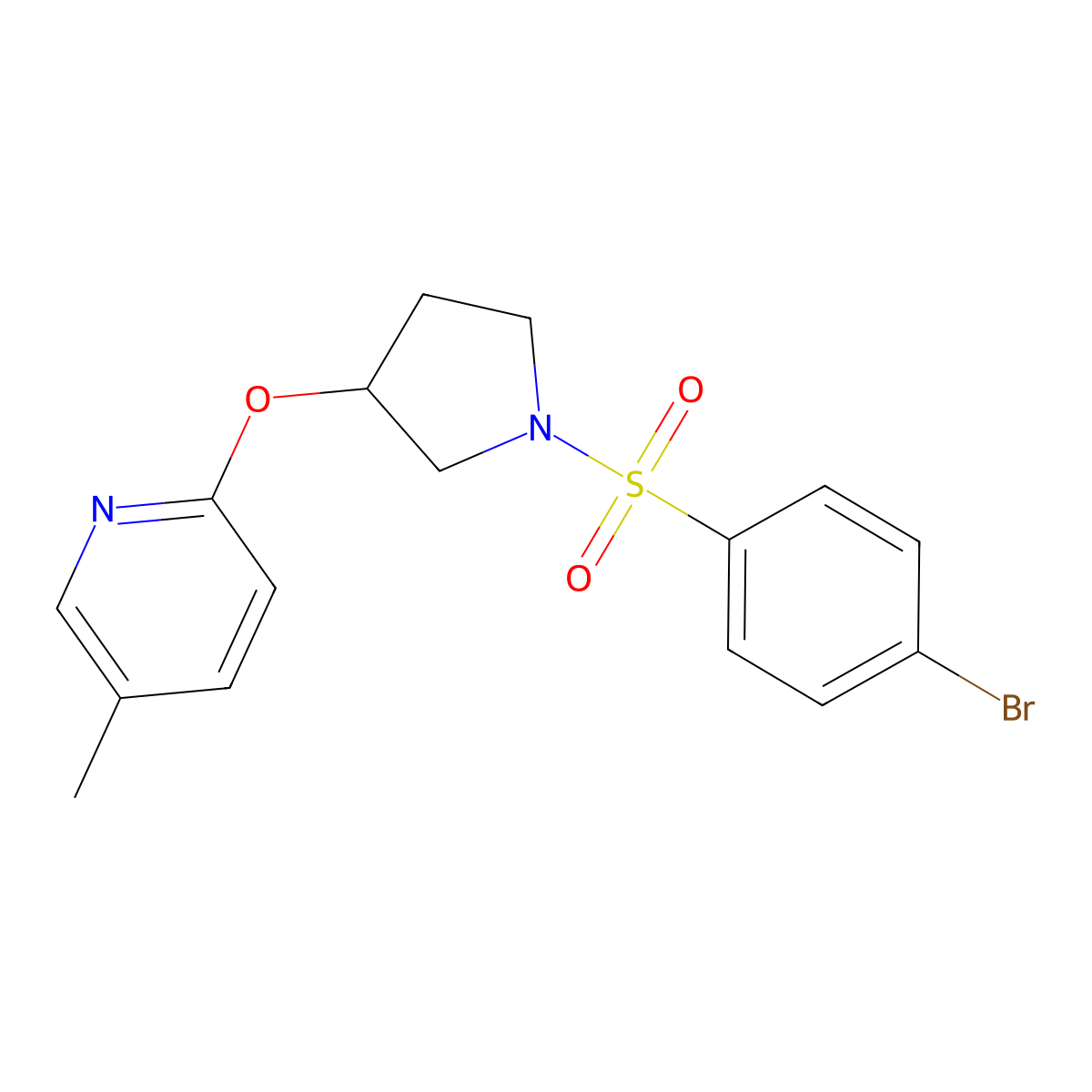 2-((1-((4-Bromophenyl)sulfonyl)pyrrolidin-3-yl)oxy)-5-methylpyridine molecular structure, CAS 1903829-19-5