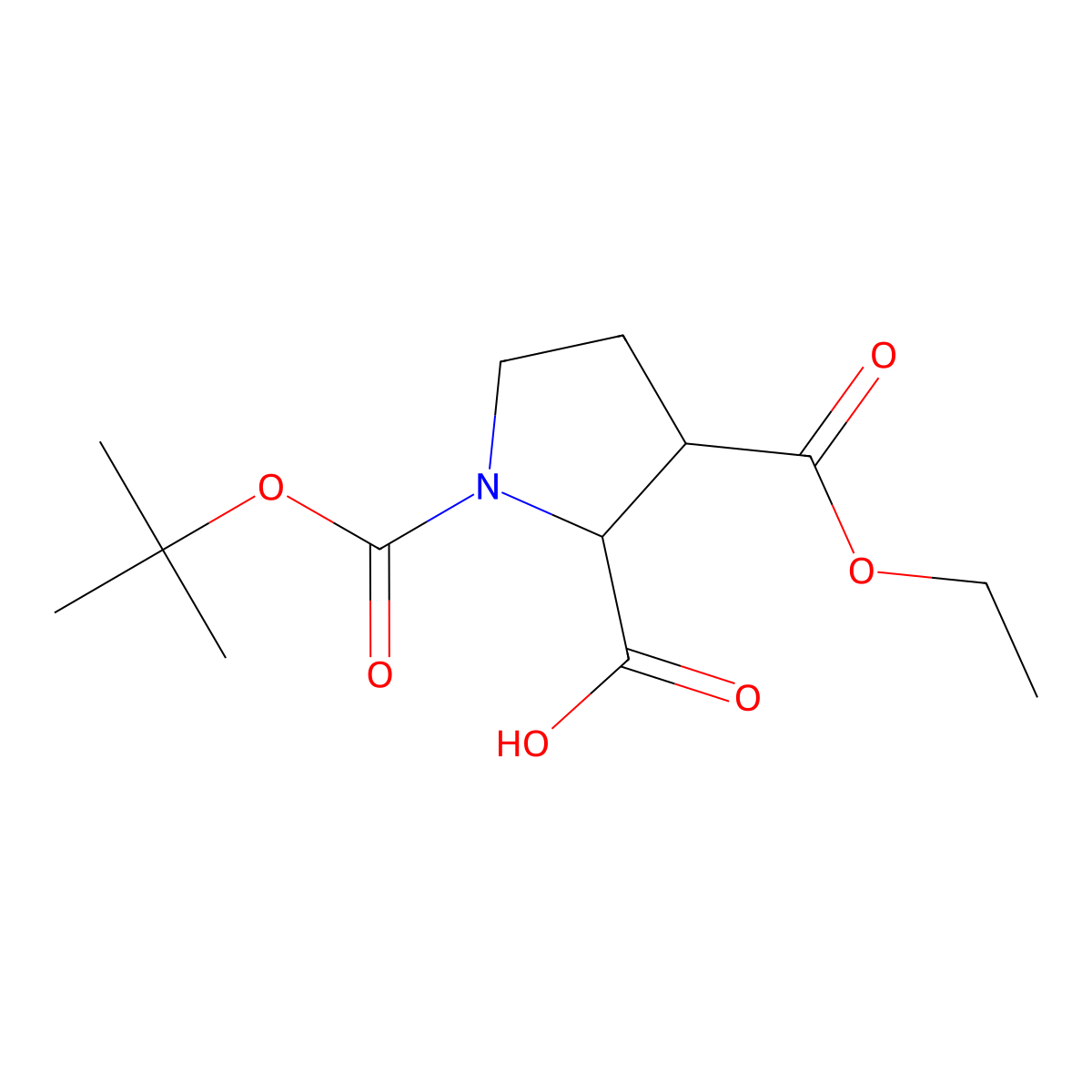 rac-(2R,3R)-1-[(tert-butoxy)carbonyl]-3-(ethoxycarbonyl)pyrrolidine-2-carboxylic acid molecular structure, CAS 1903831-43-5