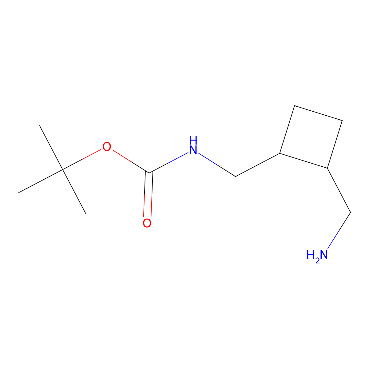 rac-tert-butyl N-{[(1R,2S)-2-(aminomethyl)cyclobutyl]methyl}carbamate molecular structure, CAS 1903832-30-3