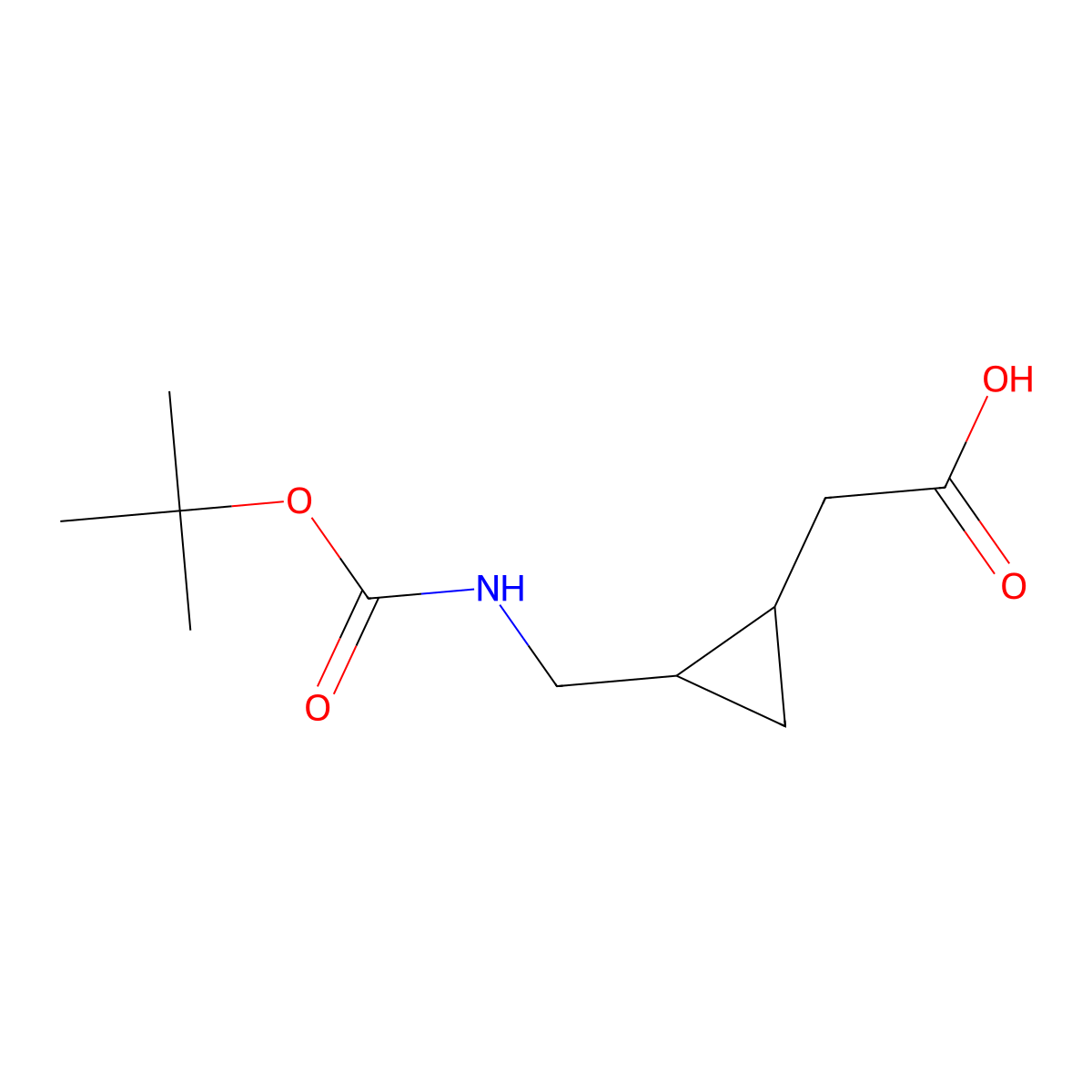 rac-2-[(1R,2S)-2-({[(tert-butoxy)carbonyl]amino}methyl)cyclopropyl]acetic acid molecular structure, CAS 1903835-10-8