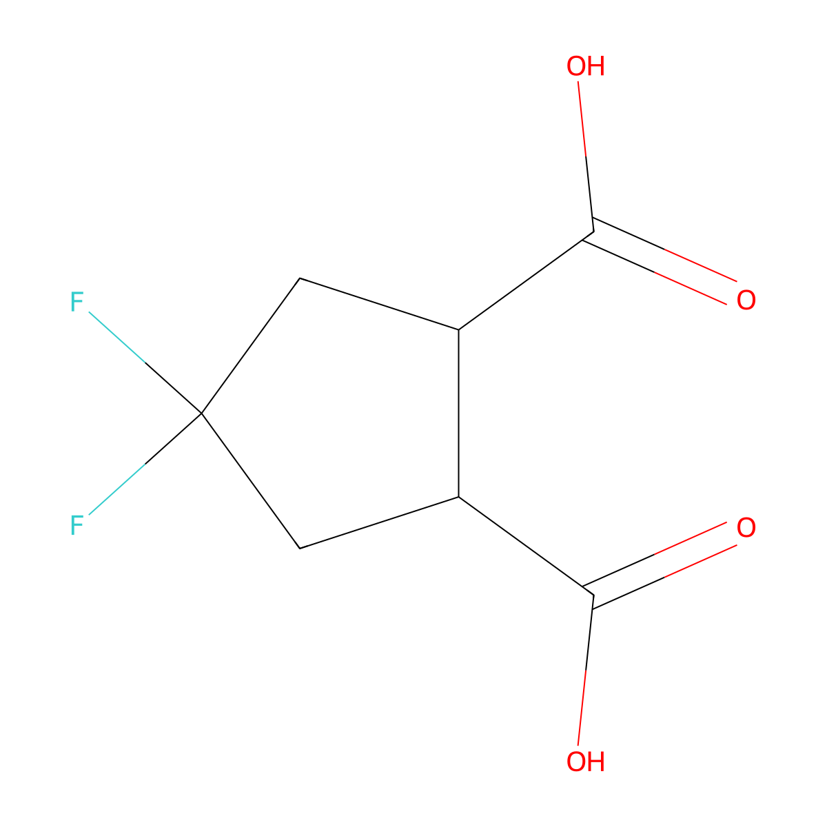 rac-(1R,2R)-4,4-difluorocyclopentane-1,2-dicarboxylic acid molecular structure, CAS 1903836-56-5