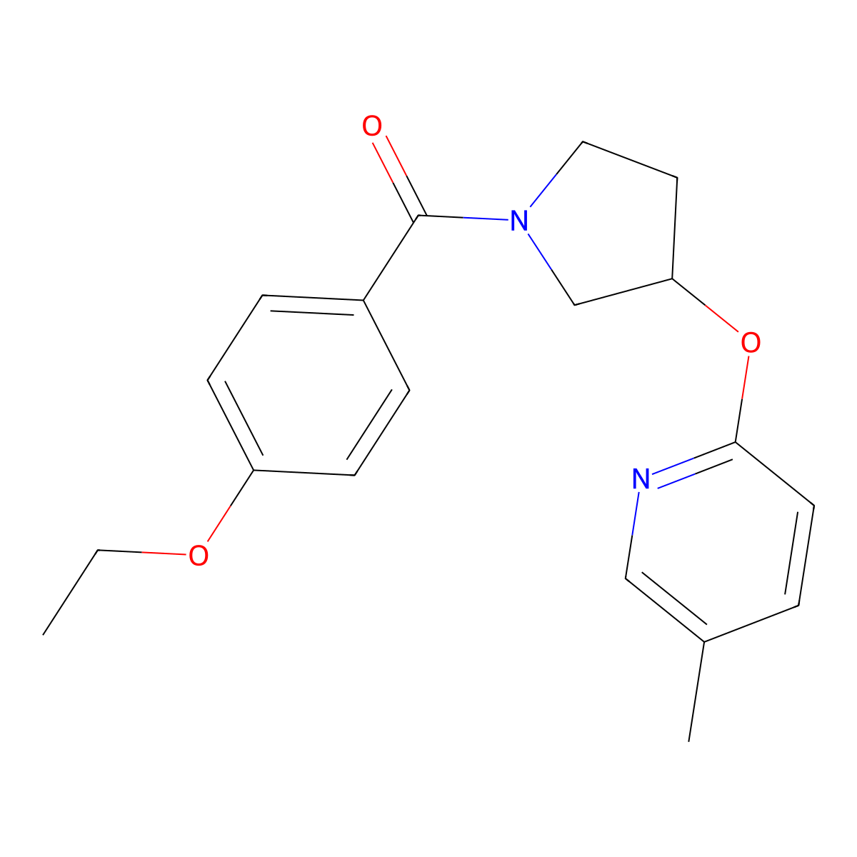 (4-Ethoxyphenyl)(3-((5-methylpyridin-2-yl)oxy)pyrrolidin-1-yl)methanone molecular structure, CAS 1903841-99-5