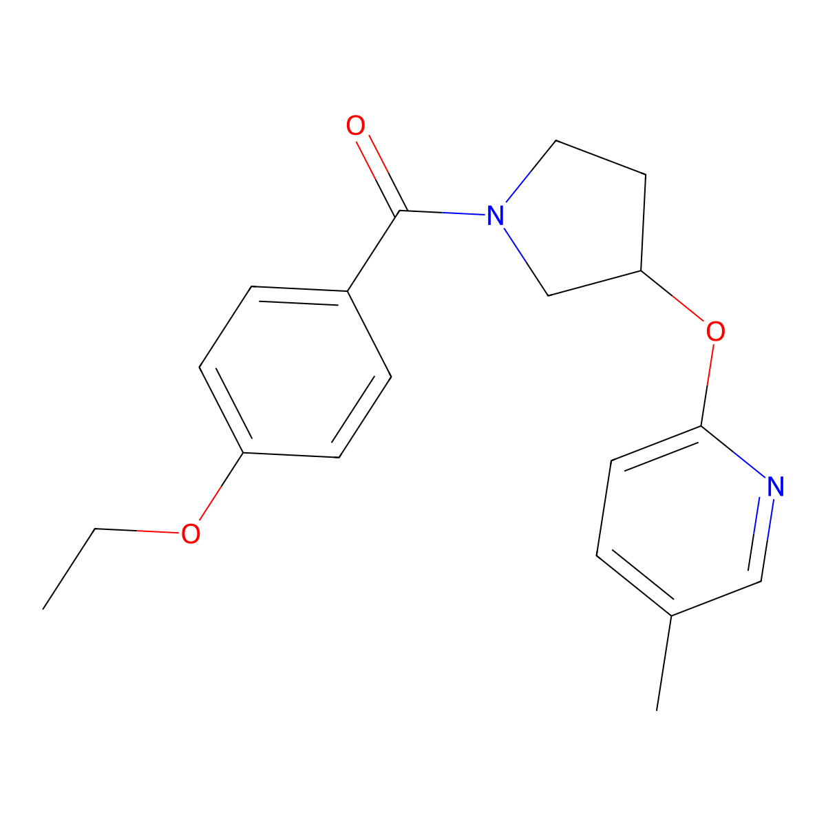 (4-Ethoxyphenyl)(3-((5-methylpyridin-2-yl)oxy)pyrrolidin-1-yl)methanone molecular structure, CAS 1903841-99-5
