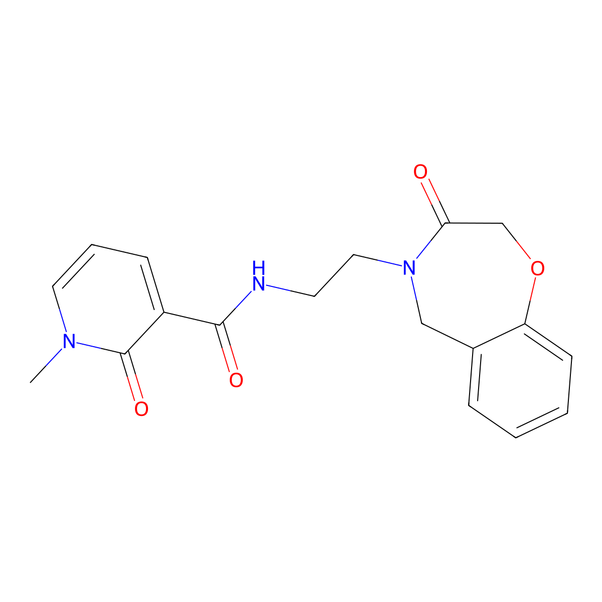 1-methyl-2-oxo-N-(2-(3-oxo-2,3-dihydrobenzo[f][1,4]oxazepin-4(5H)-yl)ethyl)-1,2-dihydropyridine-3-carboxamide molecular structure, CAS 1903843-60-6