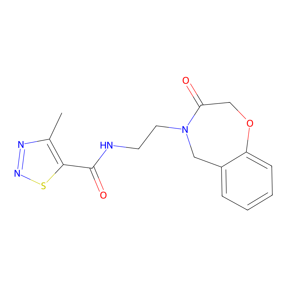 4-methyl-N-(2-(3-oxo-2,3-dihydrobenzo[f][1,4]oxazepin-4(5H)-yl)ethyl)-1,2,3-thiadiazole-5-carboxamide molecular structure, CAS 1903843-64-0
