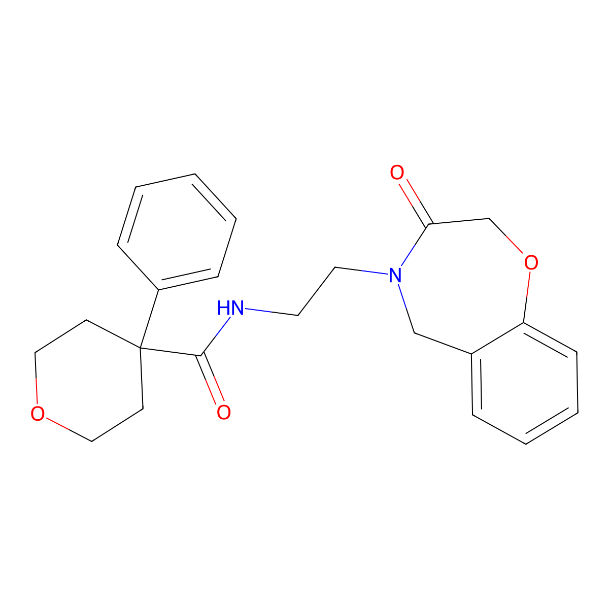 N-(2-(3-oxo-2,3-dihydrobenzo[f][1,4]oxazepin-4(5H)-yl)ethyl)-4-phenyltetrahydro-2H-pyran-4-carboxamide molecular structure, CAS 1903843-70-8
