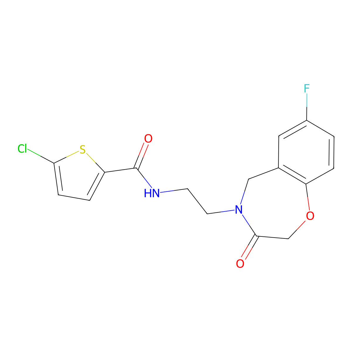 5-chloro-N-(2-(7-fluoro-3-oxo-2,3-dihydrobenzo[f][1,4]oxazepin-4(5H)-yl)ethyl)thiophene-2-carboxamide molecular structure, CAS 1903844-22-3