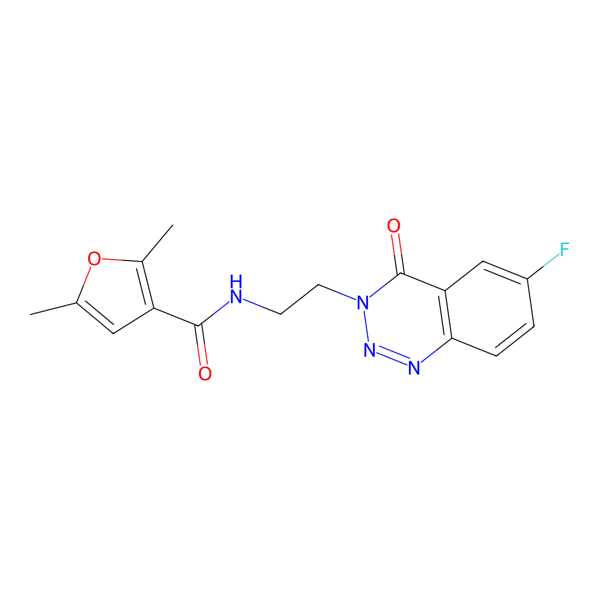 N-(2-(6-fluoro-4-oxobenzo[d][1,2,3]triazin-3(4H)-yl)ethyl)-2,5-dimethylfuran-3-carboxamide molecular structure, CAS 1903846-30-9