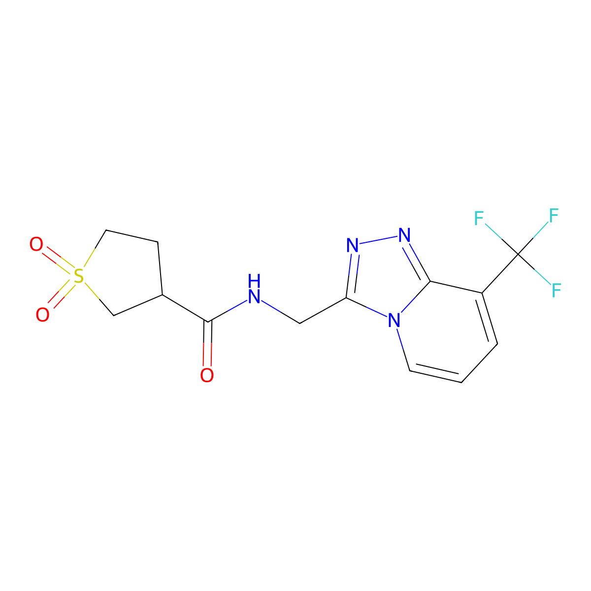 N-((8-(trifluoromethyl)-[1,2,4]triazolo[4,3-a]pyridin-3-yl)methyl)tetrahydrothiophene-3-carboxamide 1,1-dioxide molecular structure, CAS 1903847-16-4