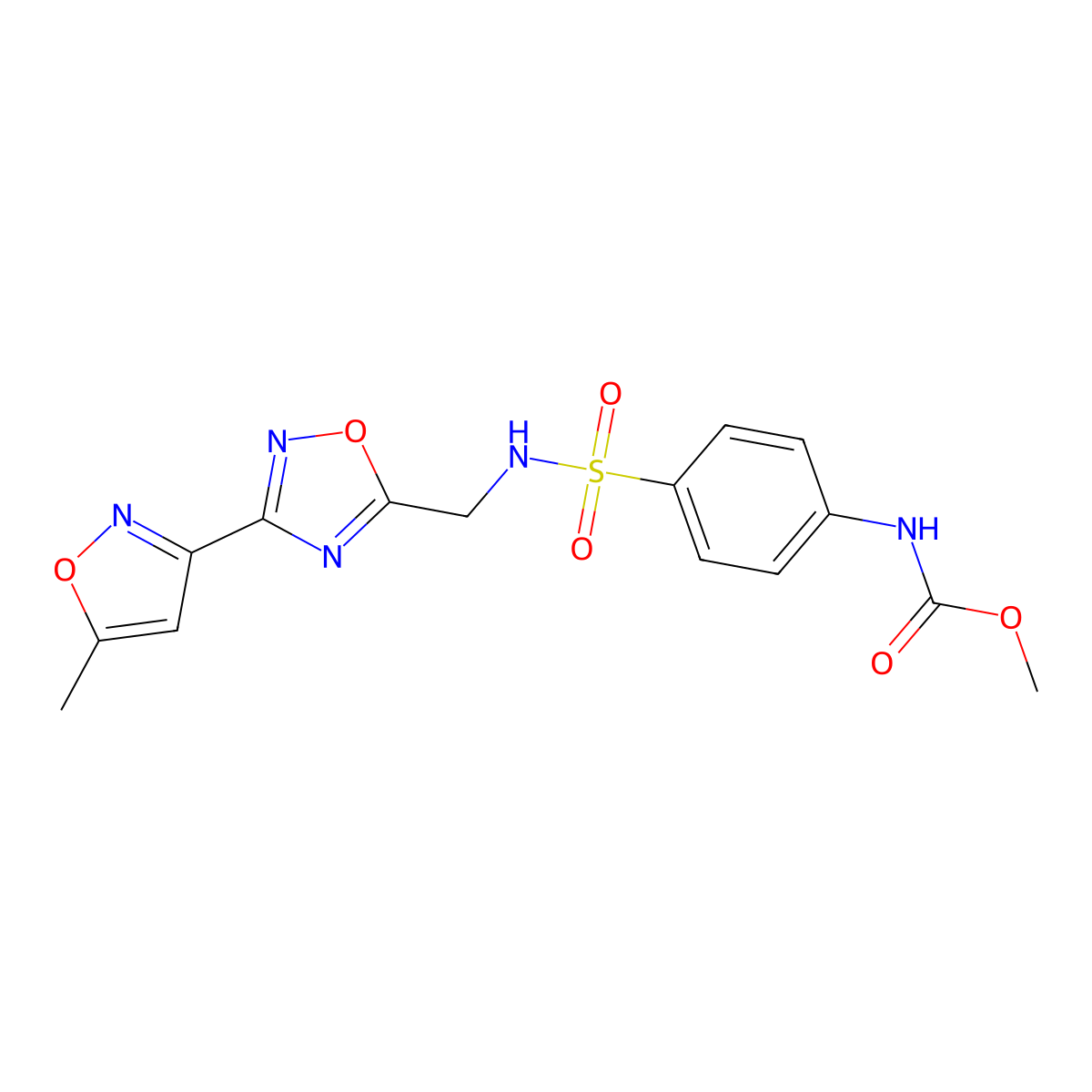 methyl (4-(N-((3-(5-methylisoxazol-3-yl)-1,2,4-oxadiazol-5-yl)methyl)sulfamoyl)phenyl)carbamate molecular structure, CAS 1903848-30-5