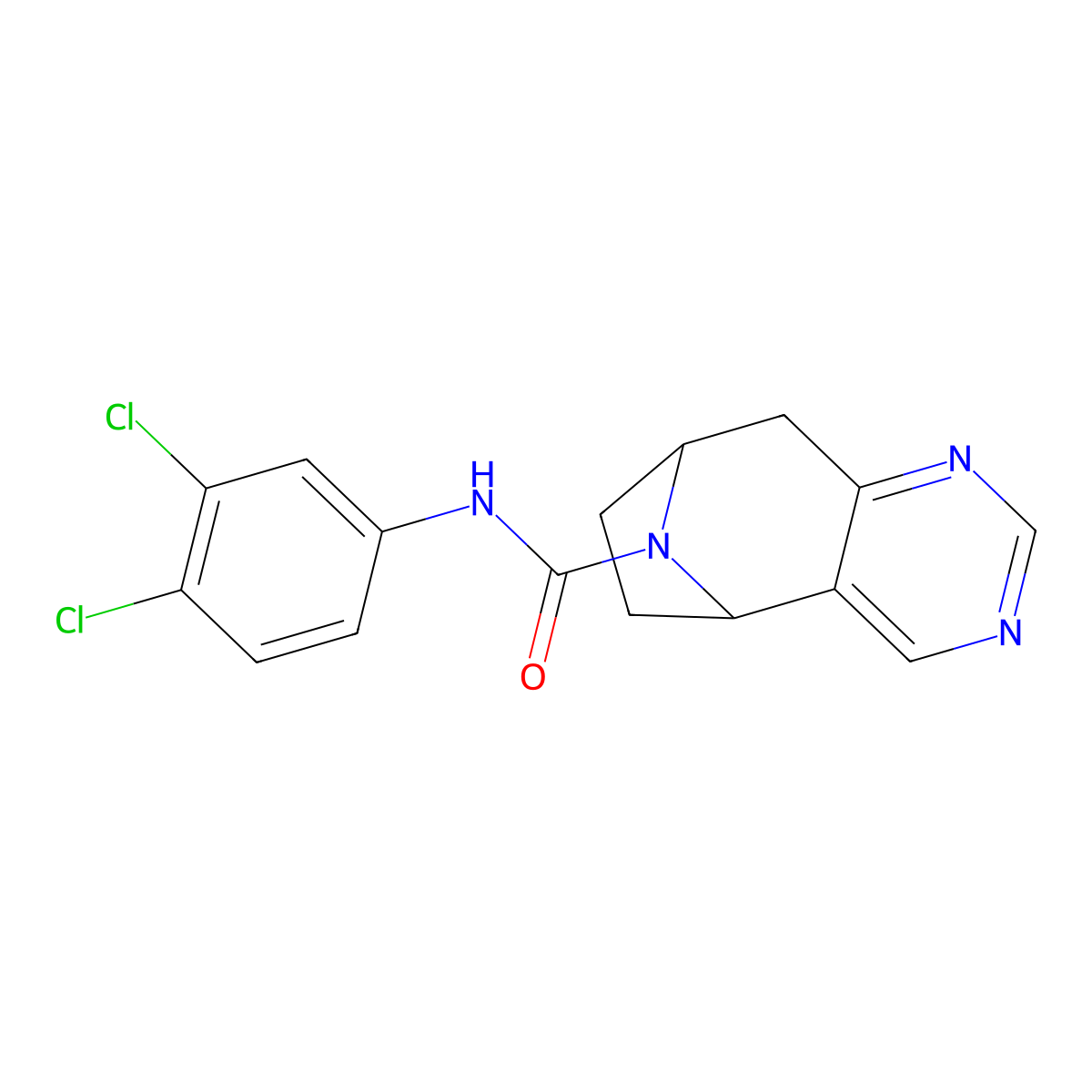 (5R,8S)-N-(3,4-dichlorophenyl)-6,7,8,9-tetrahydro-5H-5,8-epiminocyclohepta[d]pyrimidine-10-carboxamide molecular structure, CAS 1903848-39-4