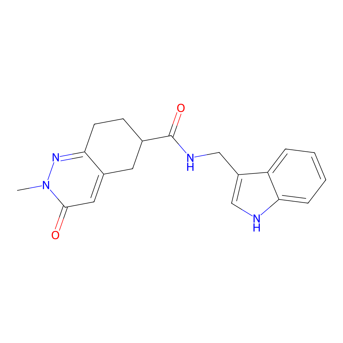 N-[(1H-indol-3-yl)methyl]-2-methyl-3-oxo-2,3,5,6,7,8-hexahydrocinnoline-6-carboxamide molecular structure, CAS 1903850-27-0