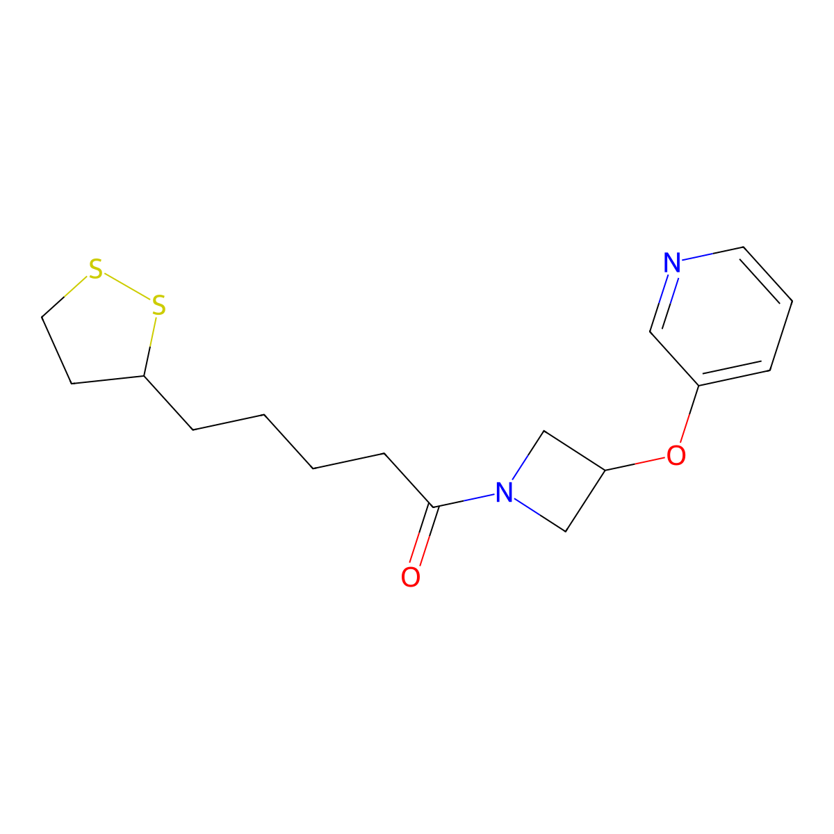 5-(1,2-Dithiolan-3-yl)-1-(3-(pyridin-3-yloxy)azetidin-1-yl)pentan-1-one molecular structure, CAS 1903855-47-9