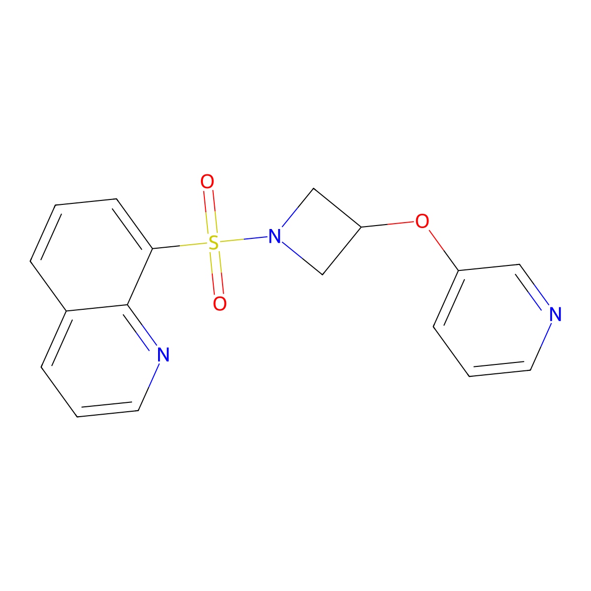 8-{[3-(Pyridin-3-yloxy)azetidin-1-yl]sulfonyl}quinoline molecular structure, CAS 1903856-39-2