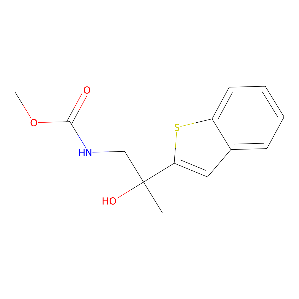 methyl N-[2-(1-benzothiophen-2-yl)-2-hydroxypropyl]carbamate molecular structure, CAS 1903860-68-3