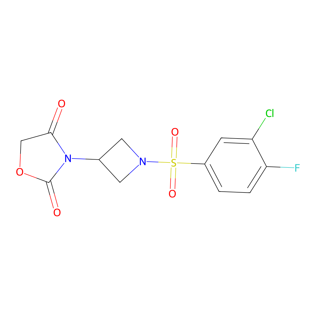 3-(1-((3-Chloro-4-fluorophenyl)sulfonyl)azetidin-3-yl)oxazolidine-2,4-dione molecular structure, CAS 1903863-71-7