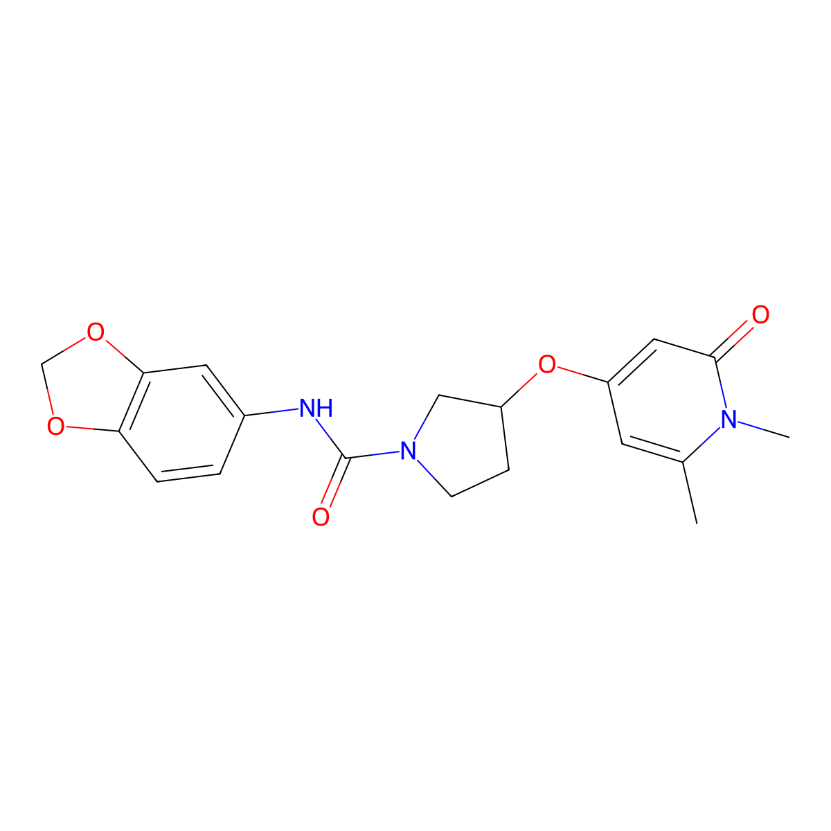 N-(2H-1,3-benzodioxol-5-yl)-3-[(1,6-dimethyl-2-oxo-1,2-dihydropyridin-4-yl)oxy]pyrrolidine-1-carboxamide molecular structure, CAS 1903864-66-3