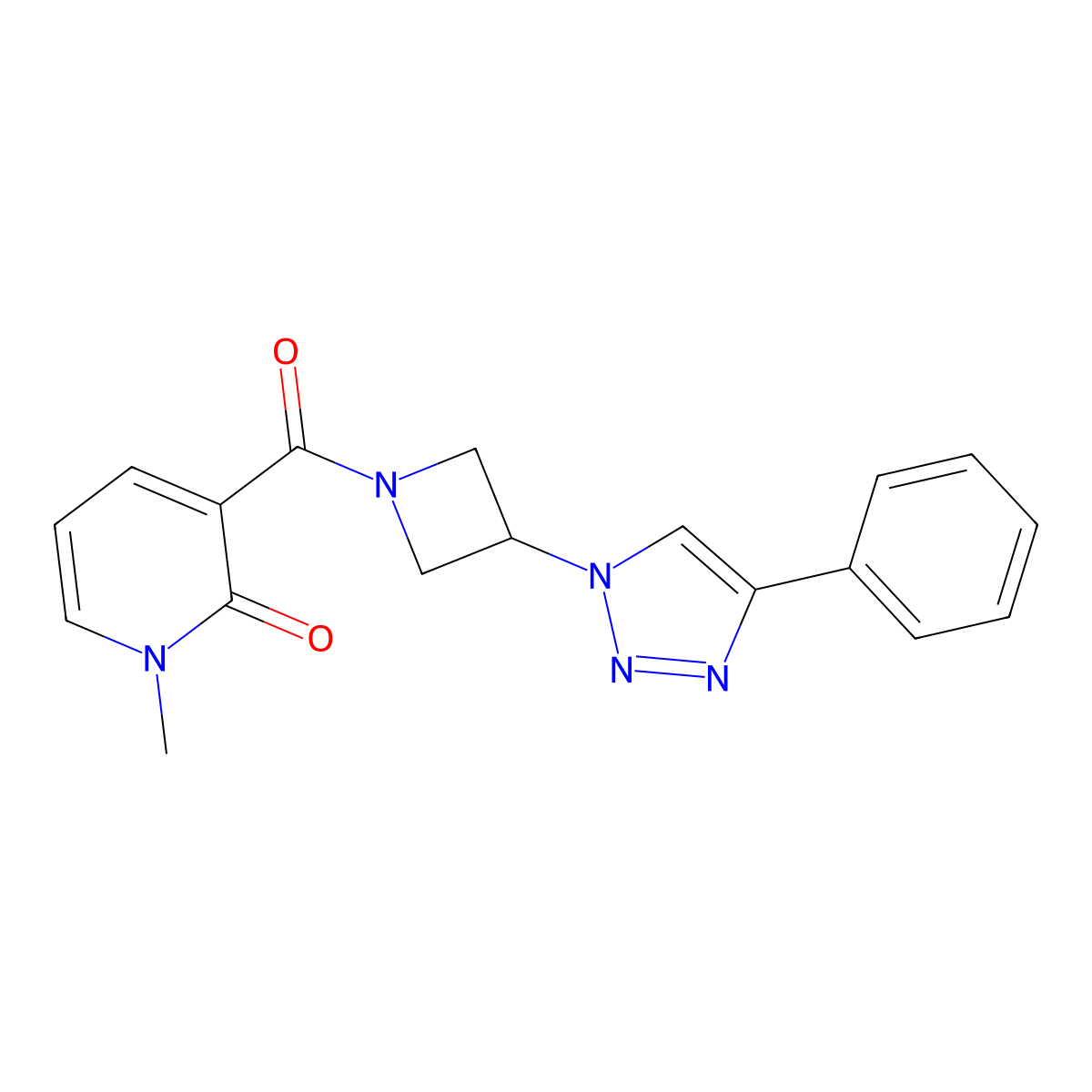 1-methyl-3-(3-(4-phenyl-1H-1,2,3-triazol-1-yl)azetidine-1-carbonyl)pyridin-2(1H)-one molecular structure, CAS 1903864-73-2