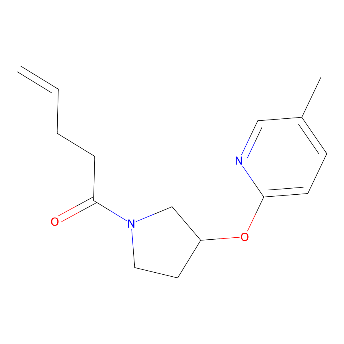 1-(3-((5-Methylpyridin-2-yl)oxy)pyrrolidin-1-yl)pent-4-en-1-one molecular structure, CAS 1903869-02-2