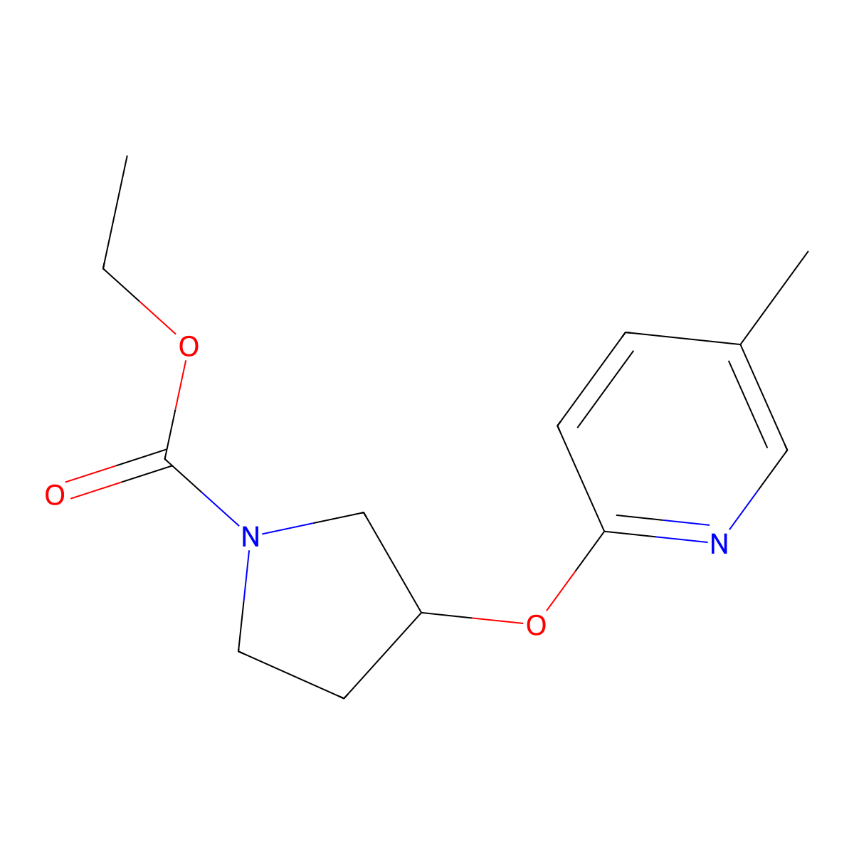 Ethyl 3-[(5-methylpyridin-2-yl)oxy]pyrrolidine-1-carboxylate molecular structure, CAS 1903869-82-8