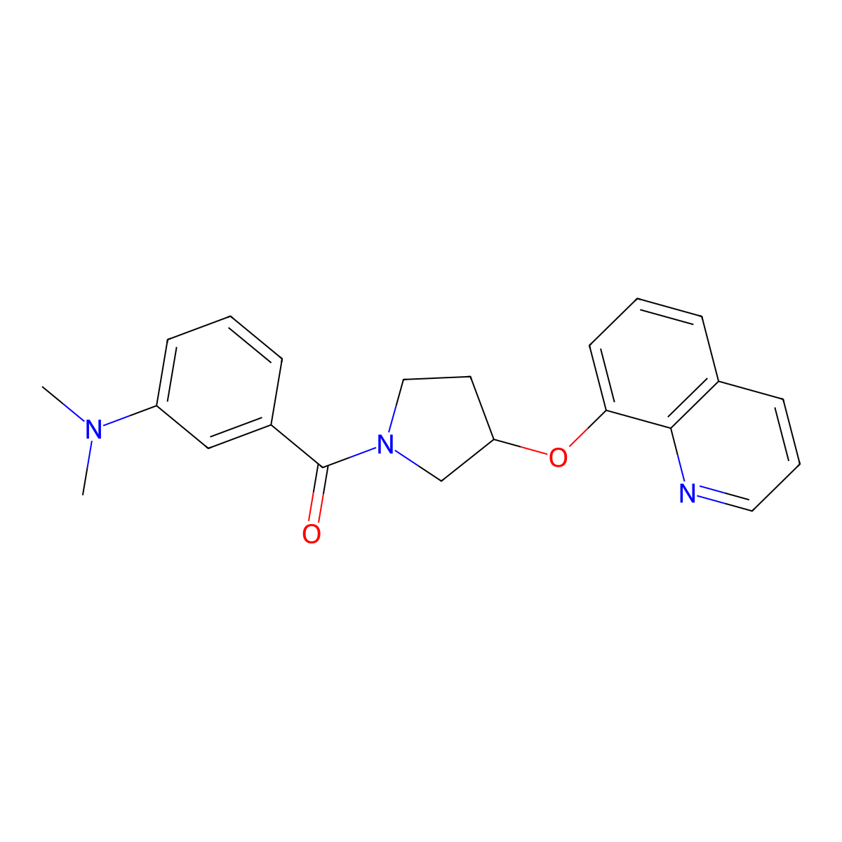 (3-(Dimethylamino)phenyl)(3-(quinolin-8-yloxy)pyrrolidin-1-yl)methanone molecular structure, CAS 1903869-88-4