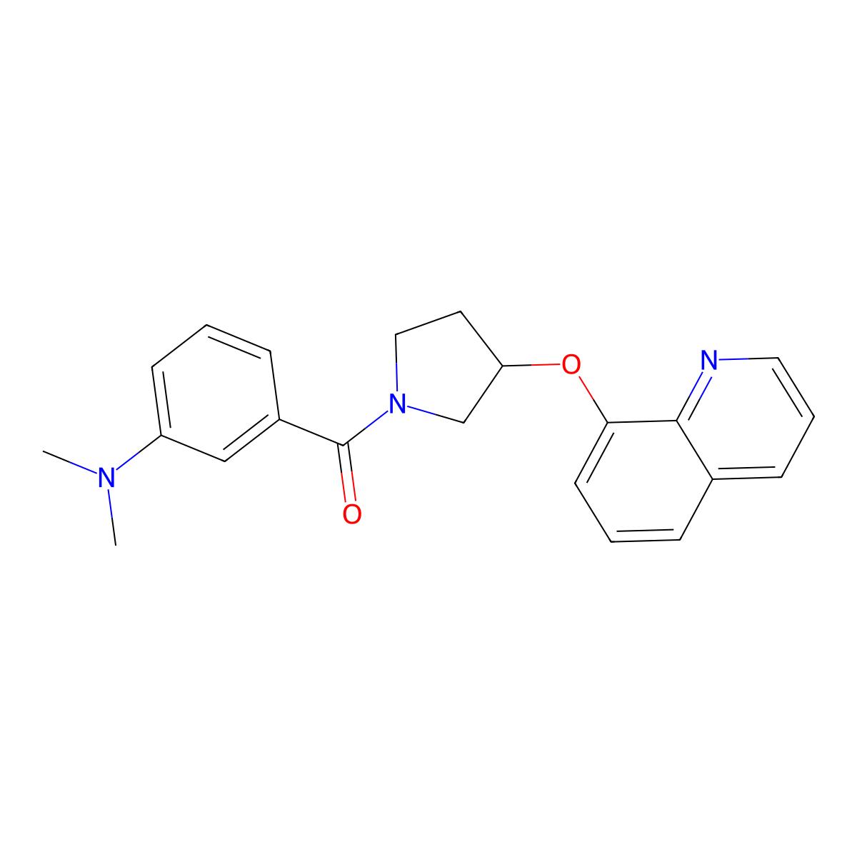 (3-(Dimethylamino)phenyl)(3-(quinolin-8-yloxy)pyrrolidin-1-yl)methanone molecular structure, CAS 1903869-88-4