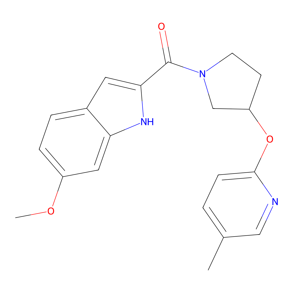 (6-methoxy-1H-indol-2-yl)(3-((5-methylpyridin-2-yl)oxy)pyrrolidin-1-yl)methanone molecular structure, CAS 1903870-08-5