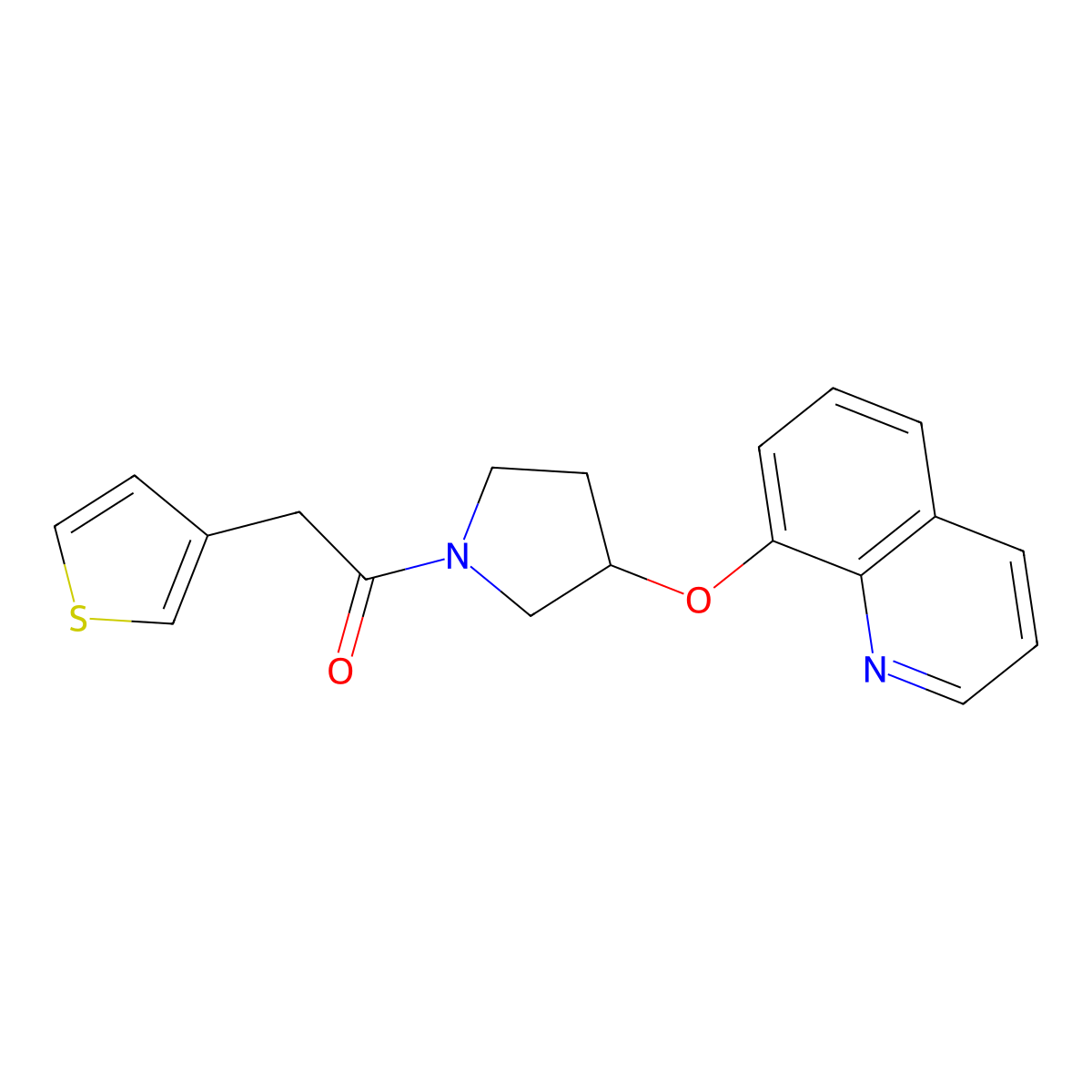1-(3-(Quinolin-8-yloxy)pyrrolidin-1-yl)-2-(thiophen-3-yl)ethanone molecular structure, CAS 1903870-82-5