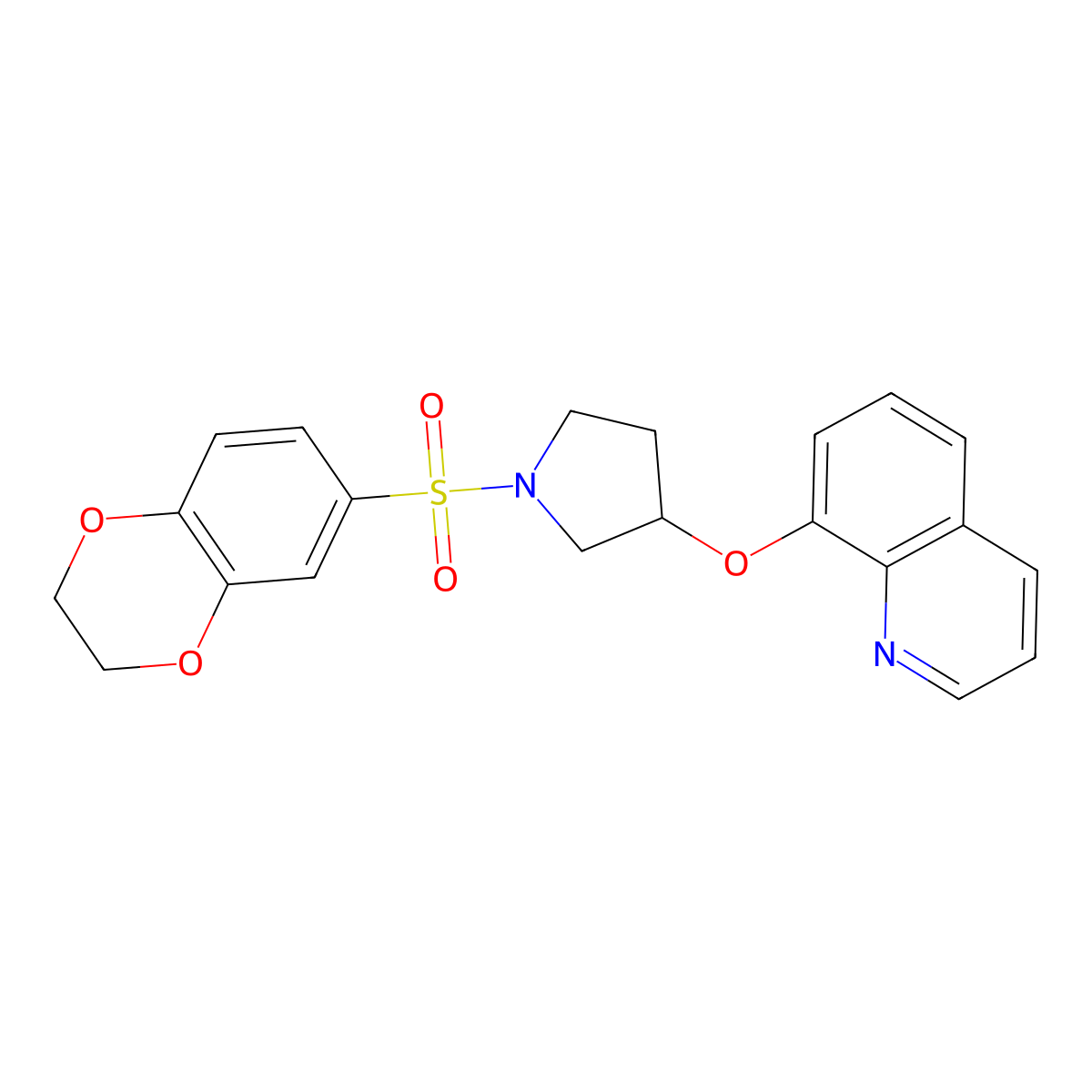 8-((1-((2,3-Dihydrobenzo[b][1,4]dioxin-6-yl)sulfonyl)pyrrolidin-3-yl)oxy)quinoline molecular structure, CAS 1903871-00-0