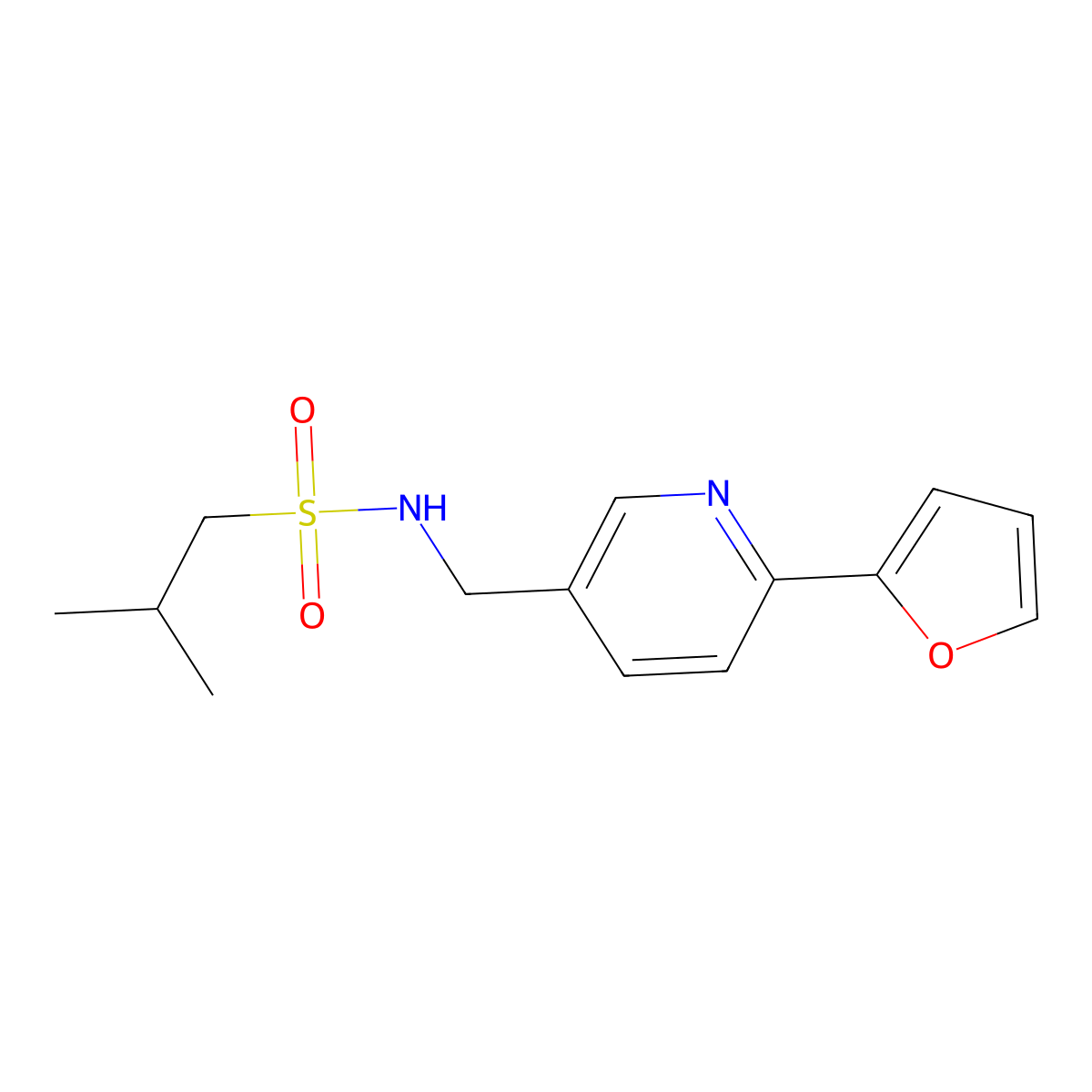 N-((6-(furan-2-yl)pyridin-3-yl)methyl)-2-methylpropane-1-sulfonamide molecular structure, CAS 1903872-01-4