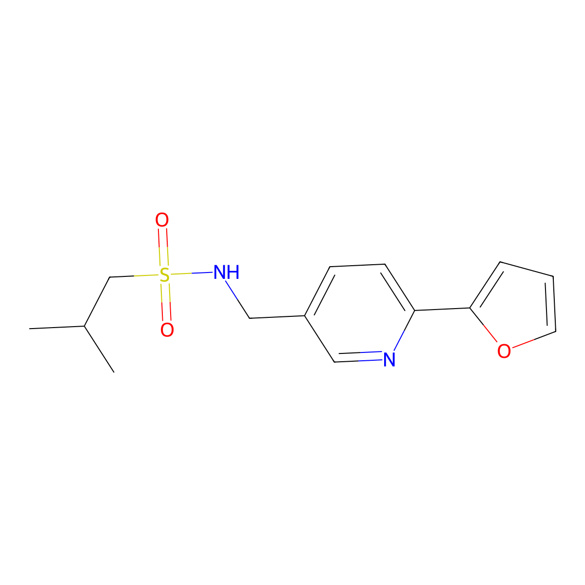 N-((6-(furan-2-yl)pyridin-3-yl)methyl)-2-methylpropane-1-sulfonamide molecular structure, CAS 1903872-01-4