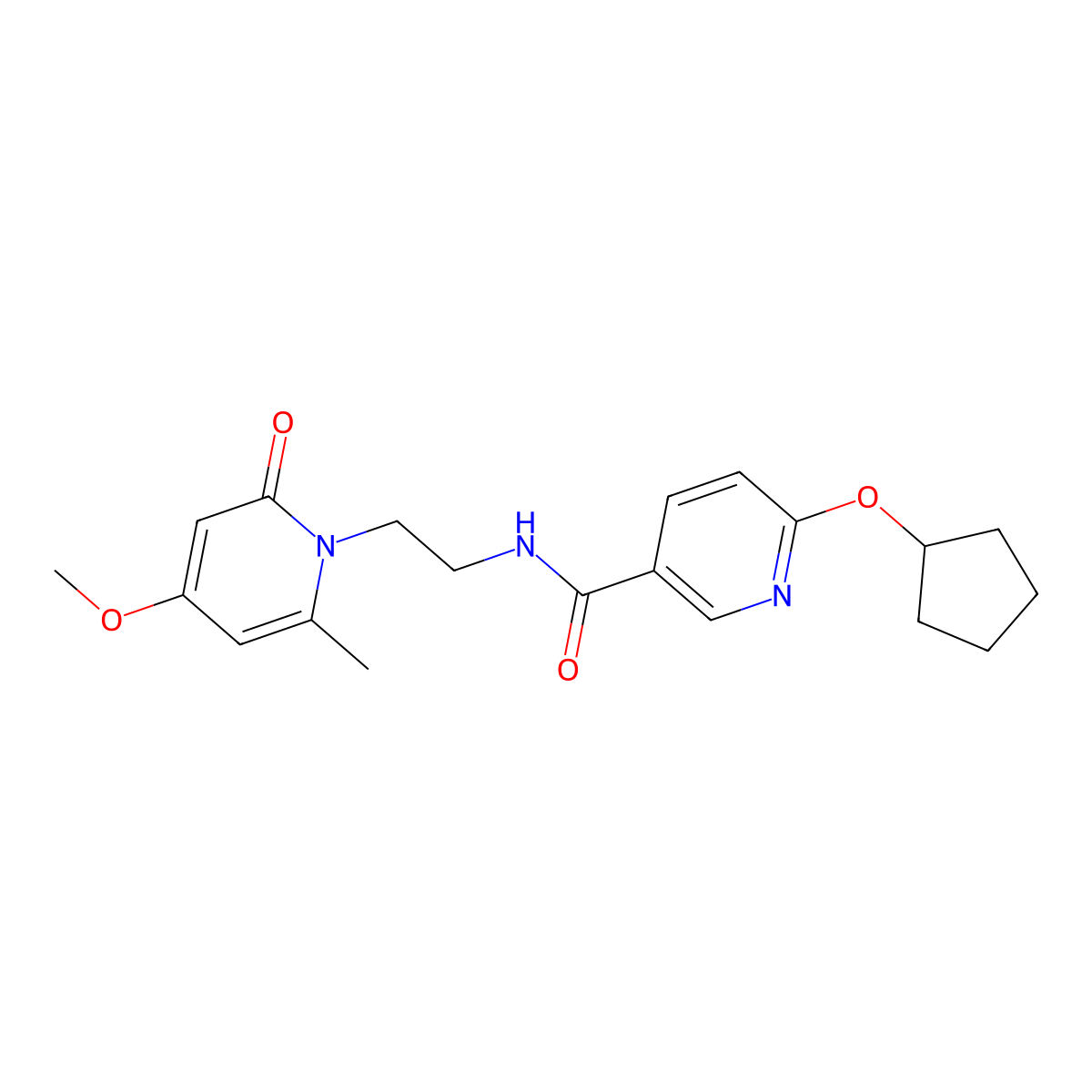 6-(cyclopentyloxy)-N-(2-(4-methoxy-6-methyl-2-oxopyridin-1(2H)-yl)ethyl)nicotinamide molecular structure, CAS 1903873-26-6