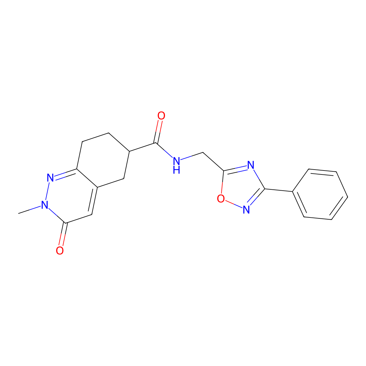 2-methyl-3-oxo-N-[(3-phenyl-1,2,4-oxadiazol-5-yl)methyl]-2,3,5,6,7,8-hexahydrocinnoline-6-carboxamide molecular structure, CAS 1903874-13-4