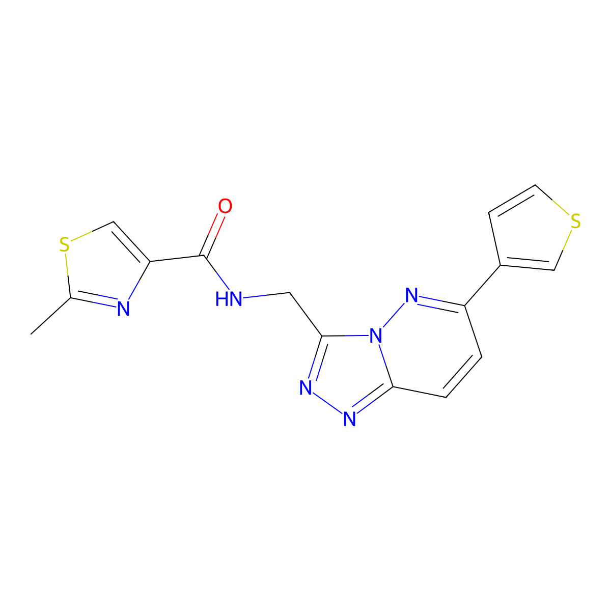 2-methyl-N-((6-(thiophen-3-yl)-[1,2,4]triazolo[4,3-b]pyridazin-3-yl)methyl)thiazole-4-carboxamide molecular structure, CAS 1903875-45-5