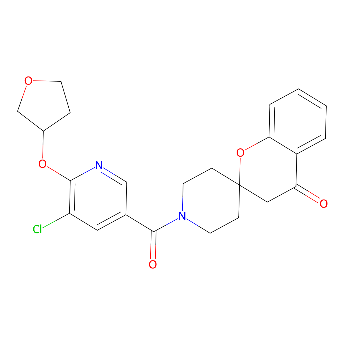 1'-[5-Chloro-6-(oxolan-3-yloxy)pyridine-3-carbonyl]-3,4-dihydrospiro[1-benzopyran-2,4'-piperidine]-4-one molecular structure, CAS 1903875-67-1