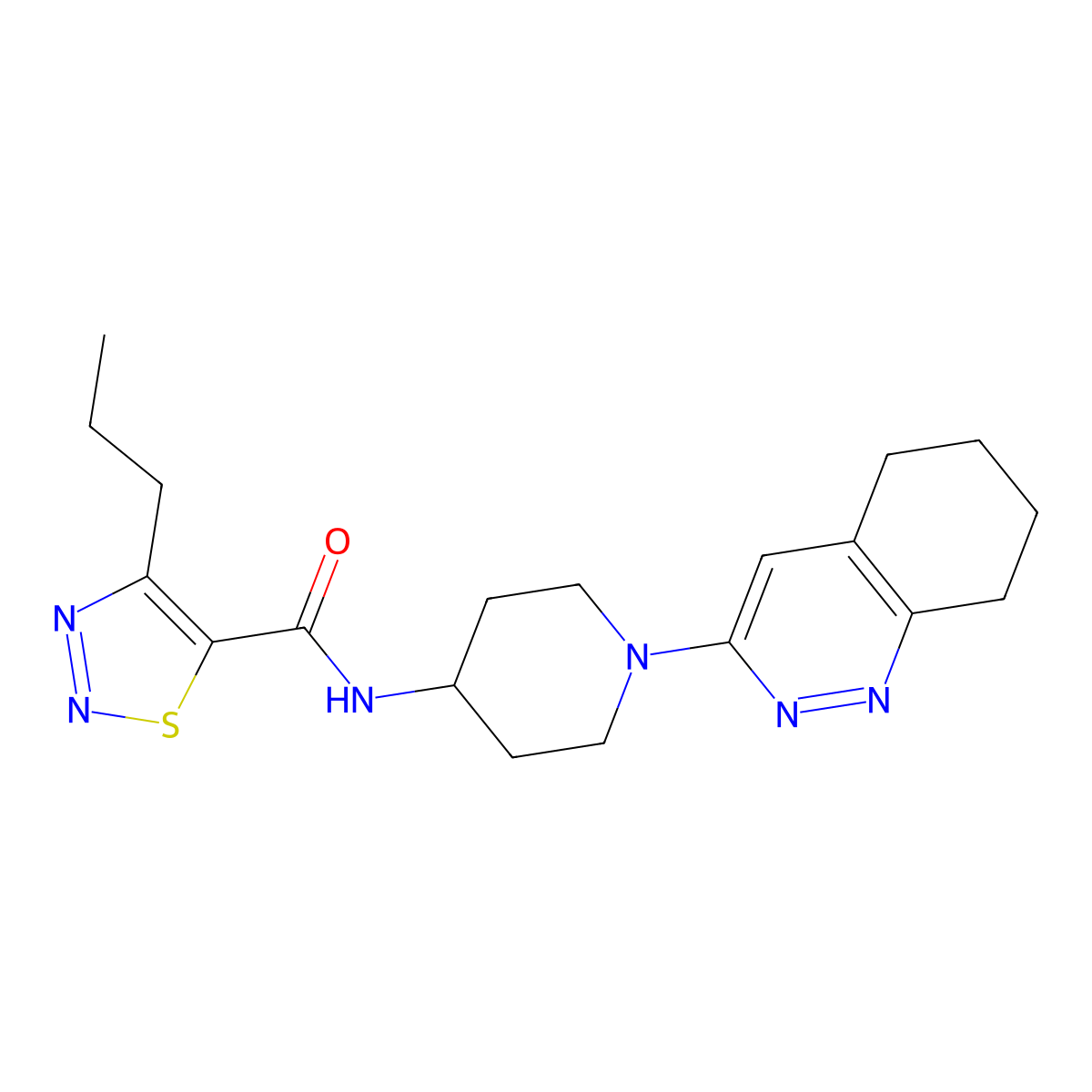 4-propyl-N-(1-(5,6,7,8-tetrahydrocinnolin-3-yl)piperidin-4-yl)-1,2,3-thiadiazole-5-carboxamide molecular structure, CAS 1903878-60-3