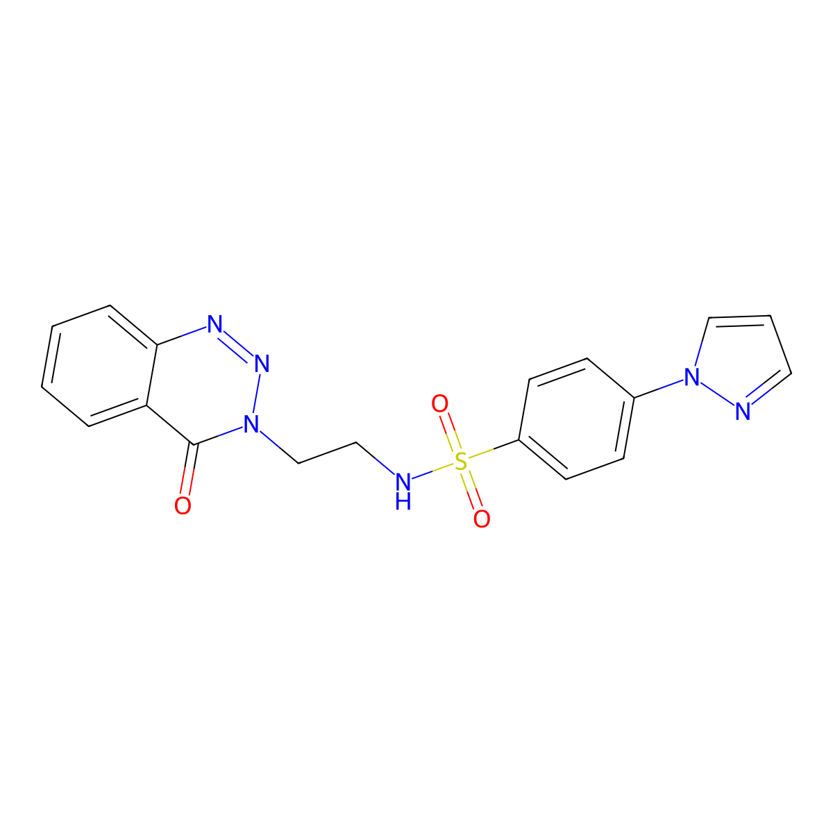 N-(2-(4-oxobenzo[d][1,2,3]triazin-3(4H)-yl)ethyl)-4-(1H-pyrazol-1-yl)benzenesulfonamide molecular structure, CAS 1903879-15-1