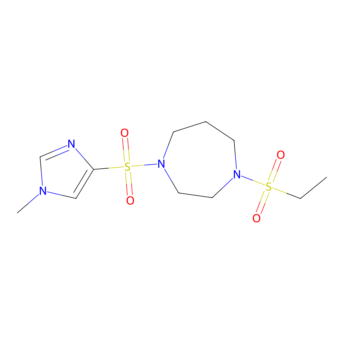 1-(ethylsulfonyl)-4-((1-methyl-1H-imidazol-4-yl)sulfonyl)-1,4-diazepane molecular structure, CAS 1903880-70-5
