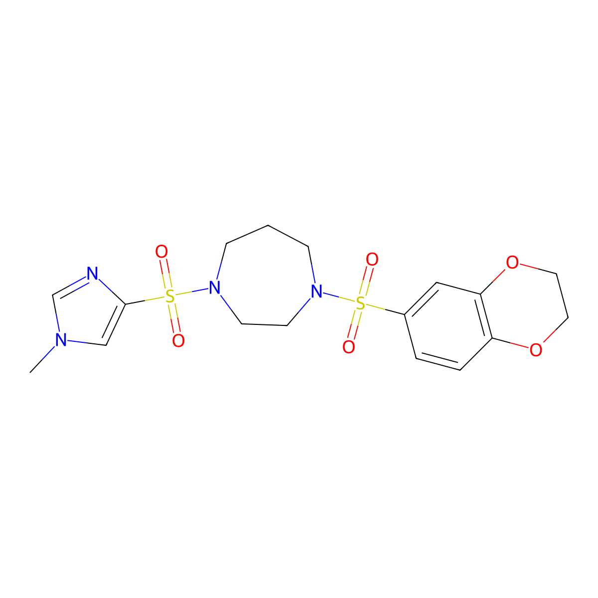 1-((2,3-dihydrobenzo[b][1,4]dioxin-6-yl)sulfonyl)-4-((1-methyl-1H-imidazol-4-yl)sulfonyl)-1,4-diazepane molecular structure, CAS 1903880-83-0