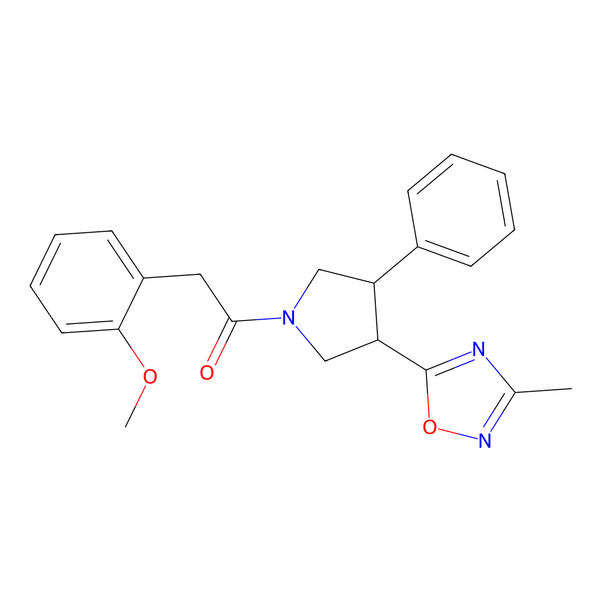 2-(2-Methoxyphenyl)-1-(3-(3-methyl-1,2,4-oxadiazol-5-yl)-4-phenylpyrrolidin-1-yl)ethanone molecular structure, CAS 1903882-49-4