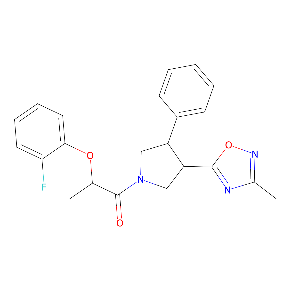 2-(2-Fluorophenoxy)-1-[3-(3-methyl-1,2,4-oxadiazol-5-yl)-4-phenylpyrrolidin-1-yl]propan-1-one molecular structure, CAS 1903882-63-2