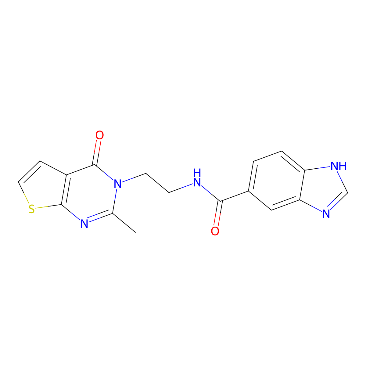 N-(2-(2-methyl-4-oxothieno[2,3-d]pyrimidin-3(4H)-yl)ethyl)-1H-benzo[d]imidazole-5-carboxamide molecular structure, CAS 1903883-45-3
