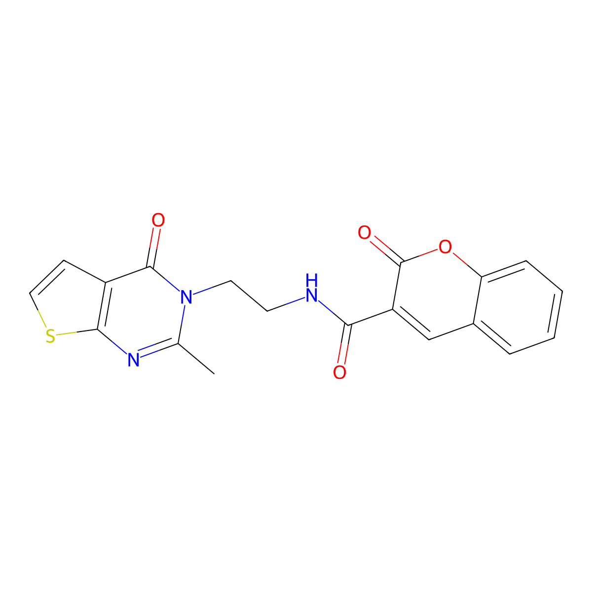N-(2-(2-methyl-4-oxothieno[2,3-d]pyrimidin-3(4H)-yl)ethyl)-2-oxo-2H-chromene-3-carboxamide molecular structure, CAS 1903883-56-6