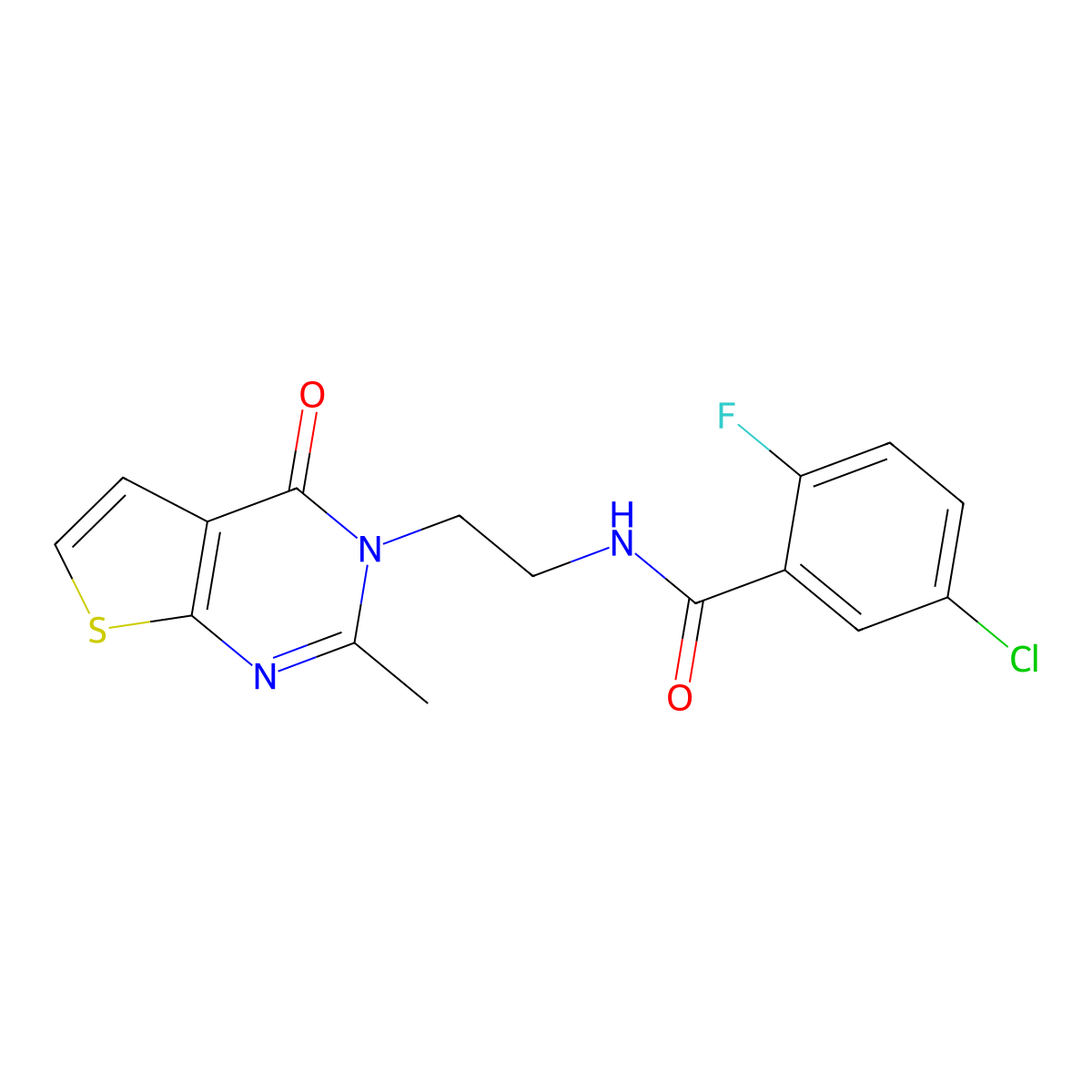 5-chloro-2-fluoro-N-(2-(2-methyl-4-oxothieno[2,3-d]pyrimidin-3(4H)-yl)ethyl)benzamide molecular structure, CAS 1903883-88-4