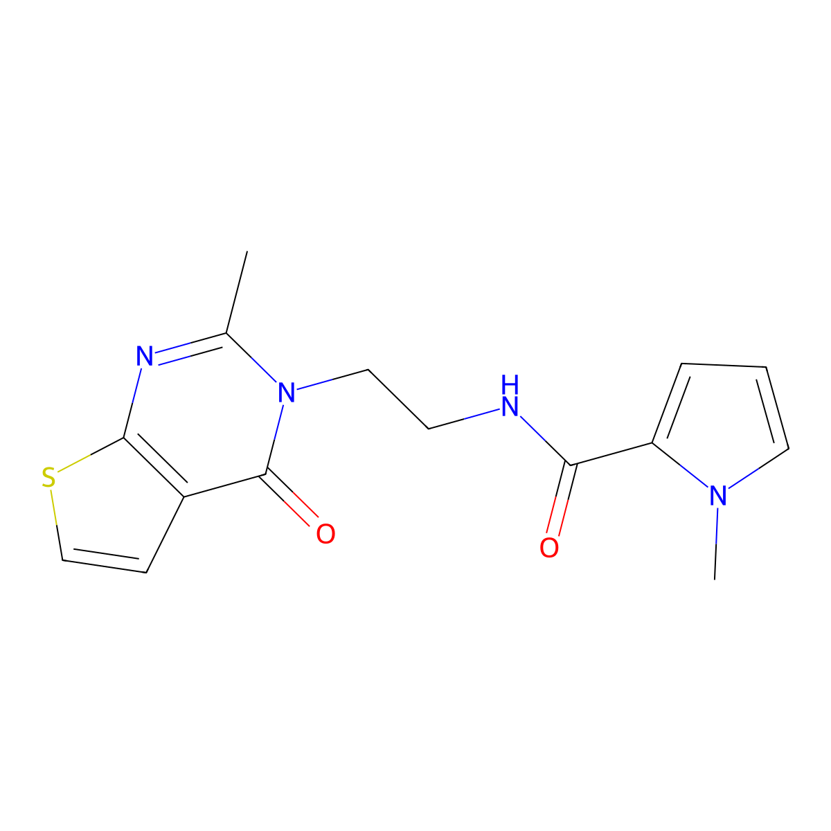 1-methyl-N-(2-(2-methyl-4-oxothieno[2,3-d]pyrimidin-3(4H)-yl)ethyl)-1H-pyrrole-2-carboxamide molecular structure, CAS 1903883-93-1