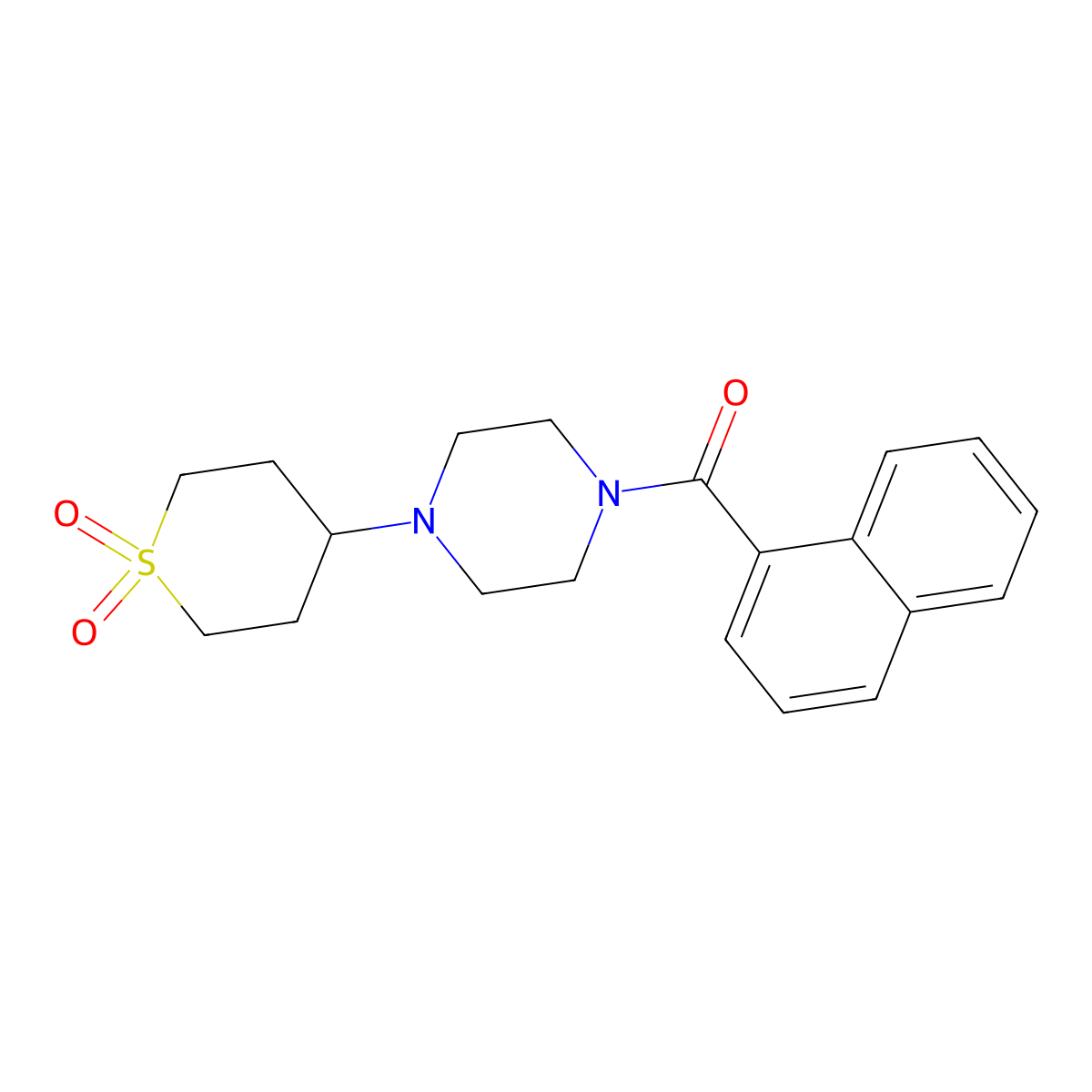 (4-(1,1-dioxidotetrahydro-2H-thiopyran-4-yl)piperazin-1-yl)(naphthalen-1-yl)methanone molecular structure, CAS 1903884-50-3
