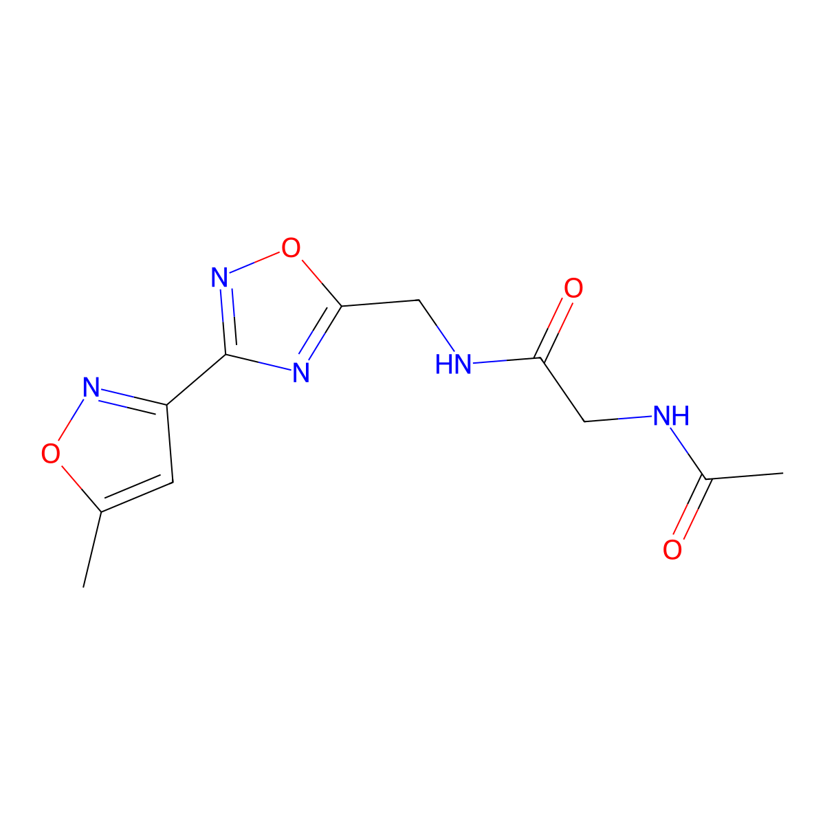 2-acetamido-N-((3-(5-methylisoxazol-3-yl)-1,2,4-oxadiazol-5-yl)methyl)acetamide molecular structure, CAS 1903885-04-0