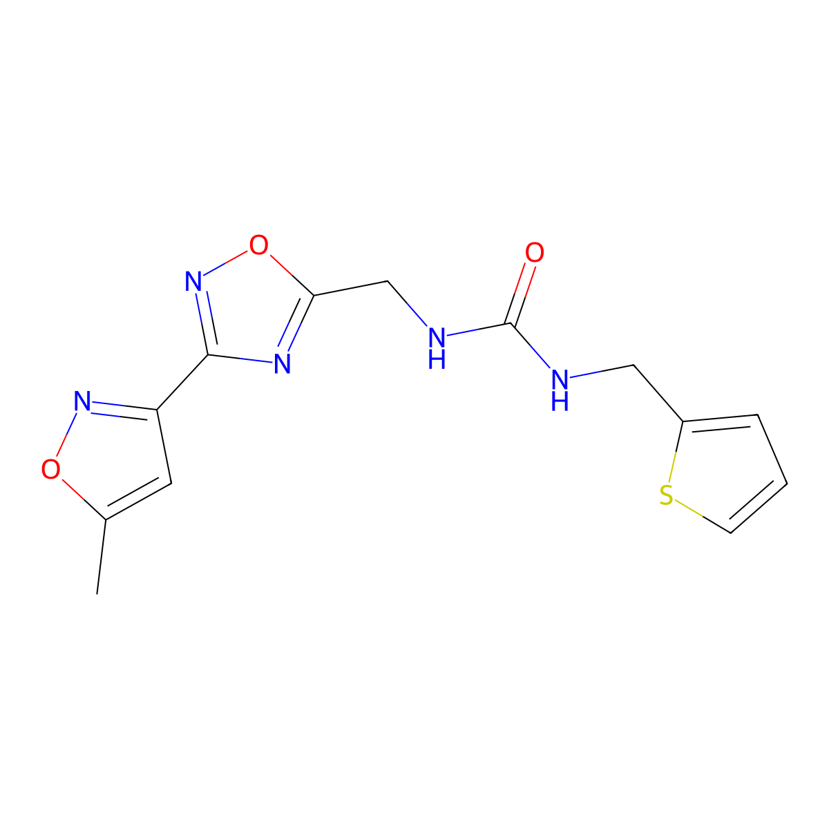 1-((3-(5-Methylisoxazol-3-yl)-1,2,4-oxadiazol-5-yl)methyl)-3-(thiophen-2-ylmethyl)urea molecular structure, CAS 1903885-42-6