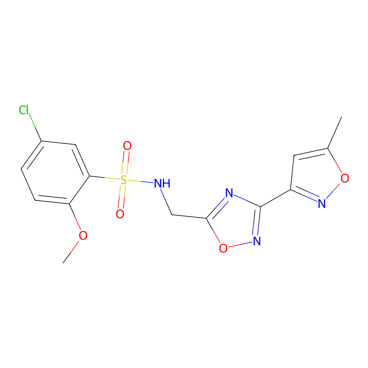 5-chloro-2-methoxy-N-((3-(5-methylisoxazol-3-yl)-1,2,4-oxadiazol-5-yl)methyl)benzenesulfonamide molecular structure, CAS 1903885-62-0