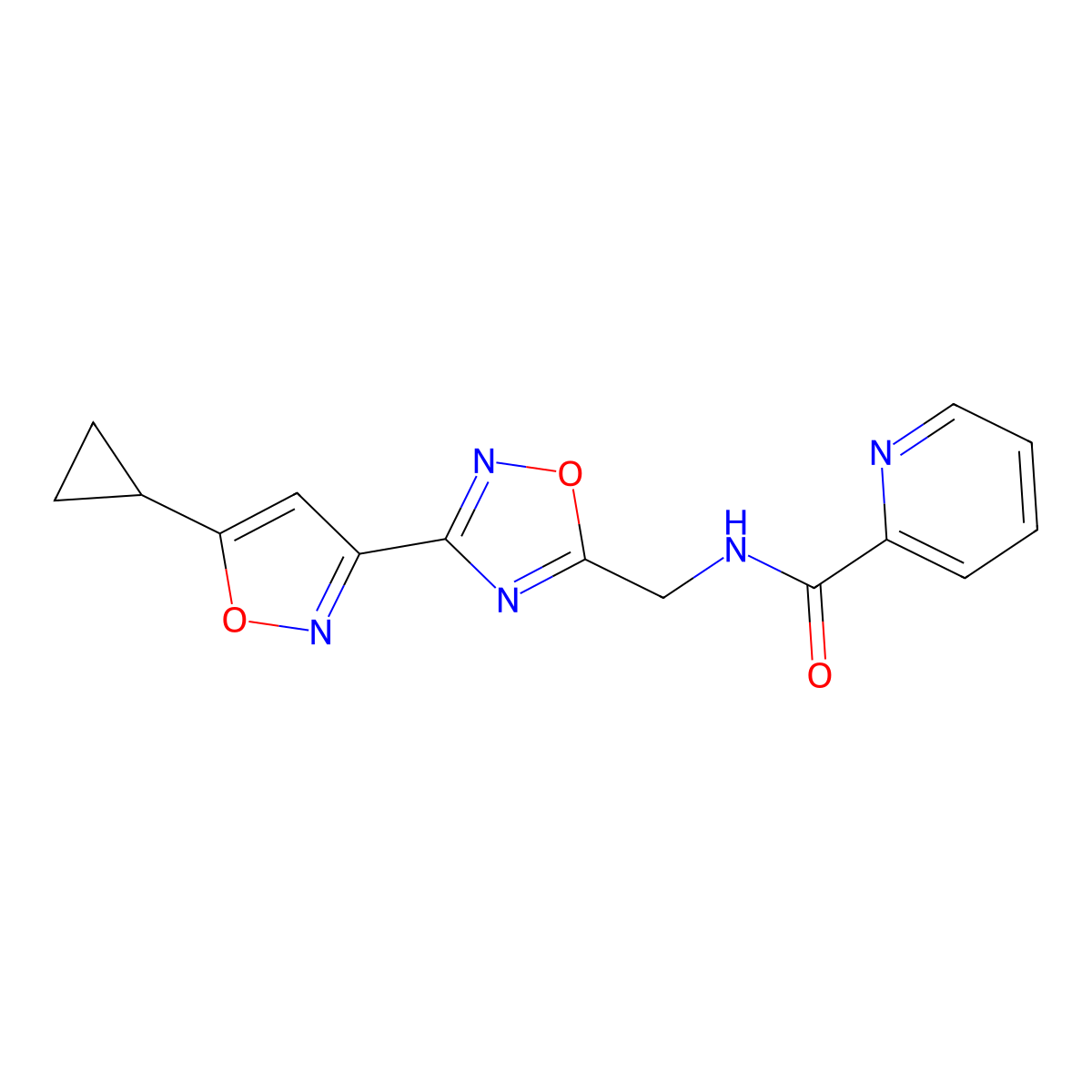 N-((3-(5-cyclopropylisoxazol-3-yl)-1,2,4-oxadiazol-5-yl)methyl)picolinamide molecular structure, CAS 1903885-98-2